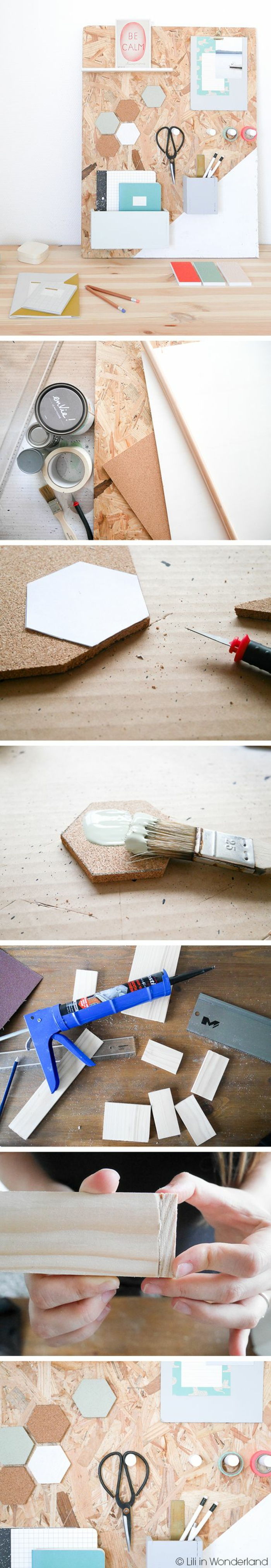 DIY bord din lemn de pin, cusături, suport stilou, pensula