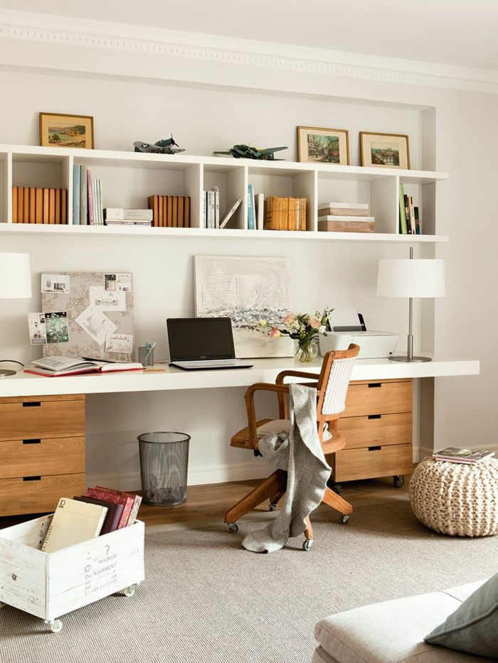 praktiškas butas įrenginys-jaukus-gyvena idėja-už-office-interjero-ilgas stalas lentynos