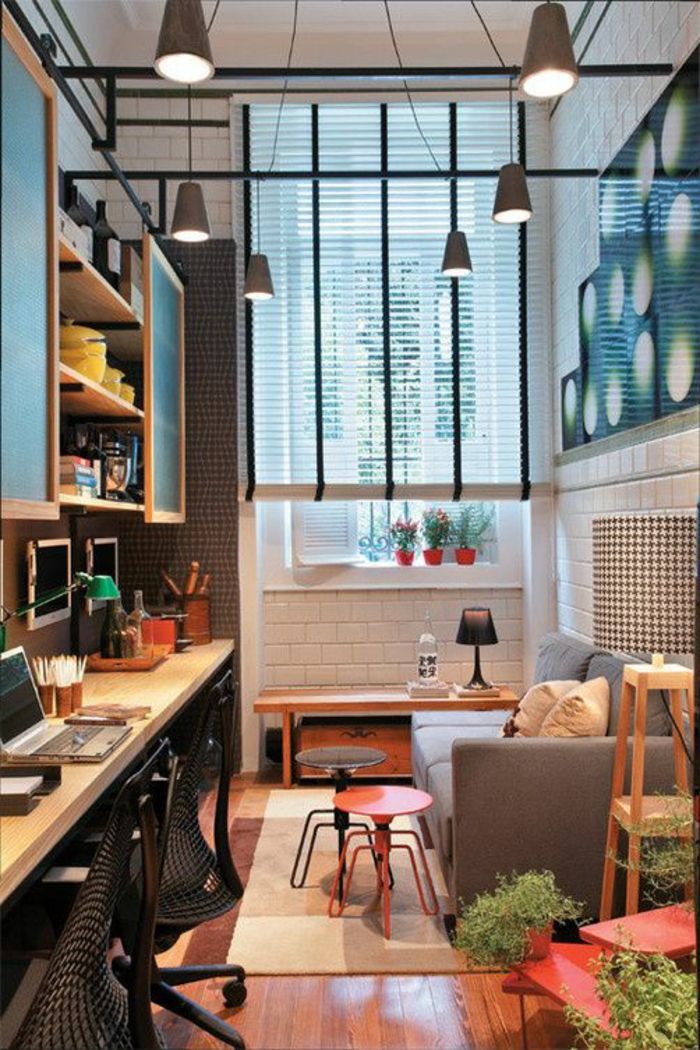 praktinių butas Facility idėjos mažas-butas-set-idėjos-biuro-gyvenamasis kambarys