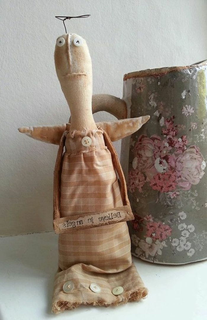 Primitiv Angel siffra Doll textil funny-funny