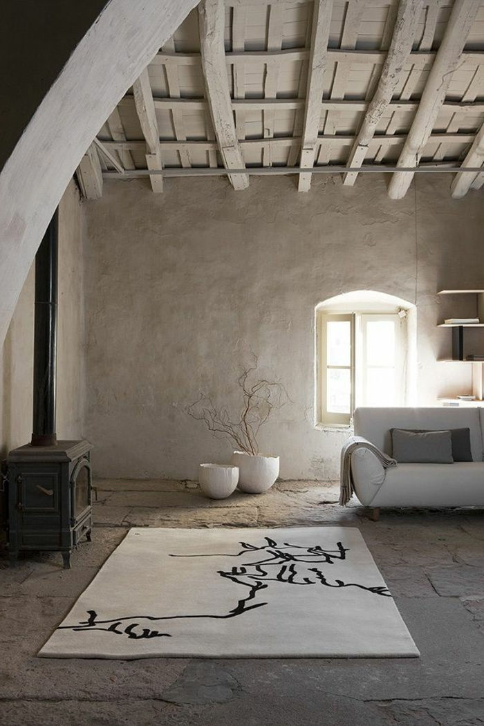 erdvinė kambarių minimalistinio nustatymas Kūrybinis dizainas spalvingas kilimas