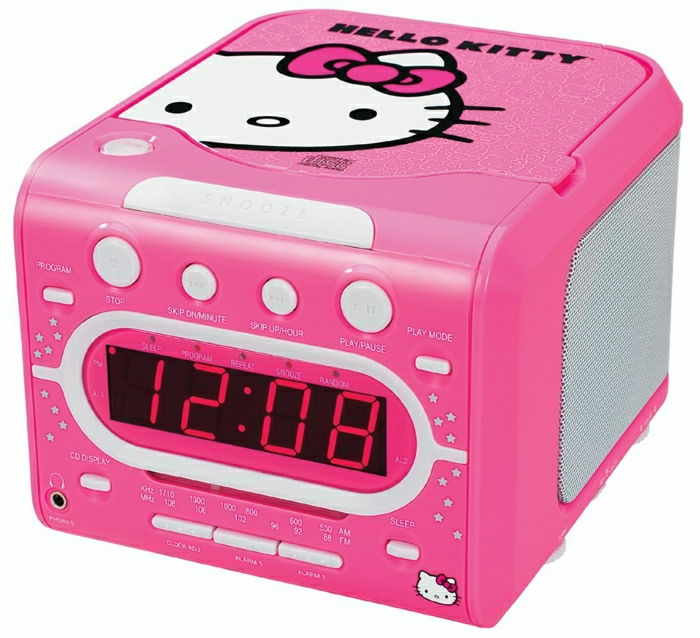 radiowecker-copii-Hello Kitty alarmă ceas cu alarmă copil-fata-radio cu ceas-cu-cd
