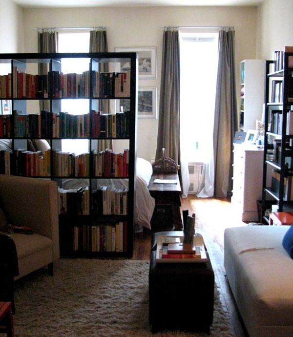 Scaffali di idea di divisione della stanza con i libri