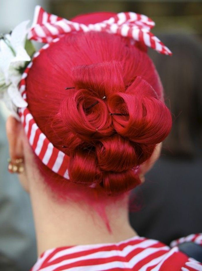 rockabilly flash kırmızı saç ve-haarband hairstyles