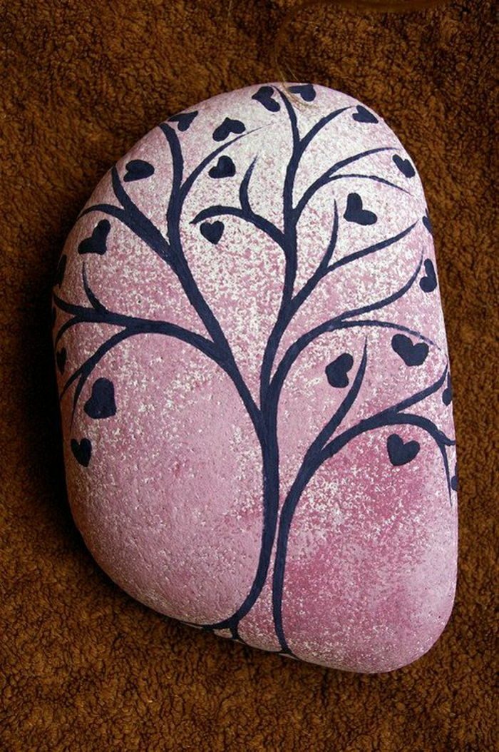 rožinė dažytos akmens medis skolinimosi širdis-jų vietų lapai