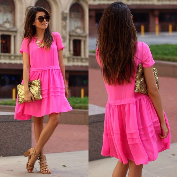 pink-dress-letné šaty, letné šaty dámskych šatách dámska vysoko módne letné šaty-damen-