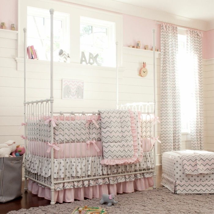 ružovo-šedo-kompilácie báječné-baby room-for-dievča-little-sweet-baby-jasle