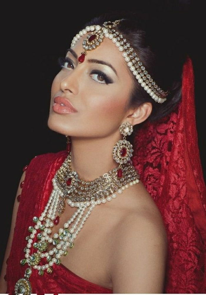Czerwone ubrania ślubne akcesoria-indyjskich