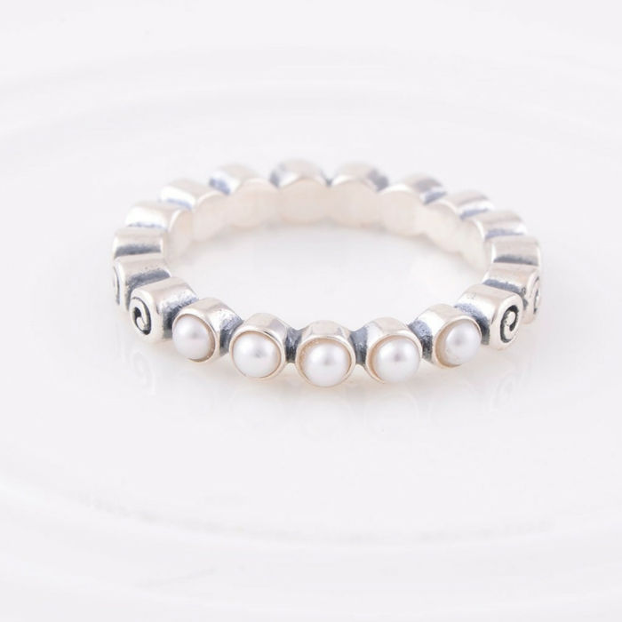 anello d'argento rotonda Pandora perline di raccolta-piccole