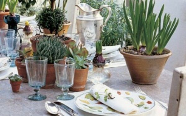 Tabelul de decorare ceapa plantelor vase-elegant-epocă