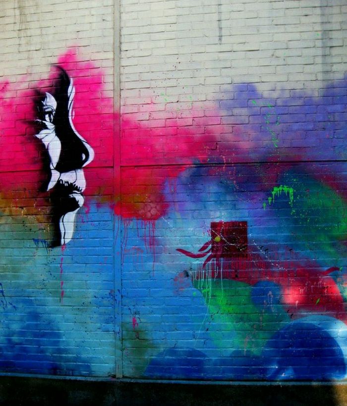 güzel grafiti sokak sanatı-yüz Birçok renk