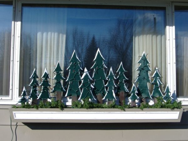 piękny Fir Trees-Fensterdeko do święta