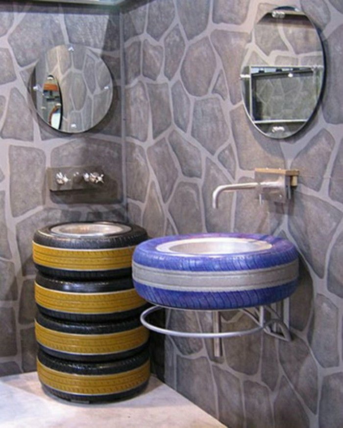 lepa, umivalnik, avto pnevmatik na-v-kopalnica-uporablja furniture- recikliranje pnevmatik