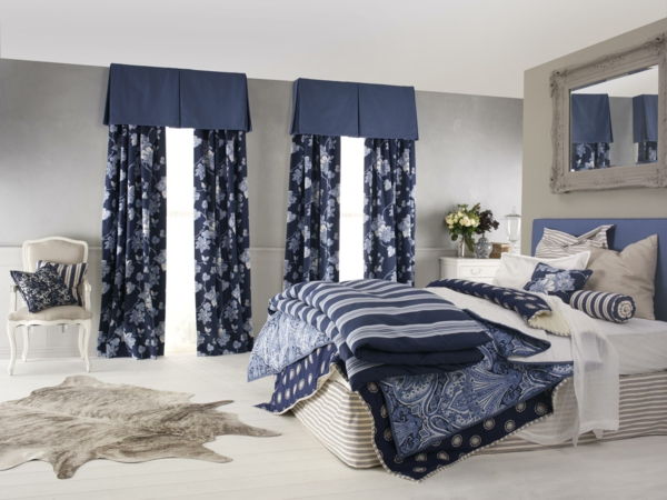 slab gardiner-moderne-elegant-soverom - mørk blå farger