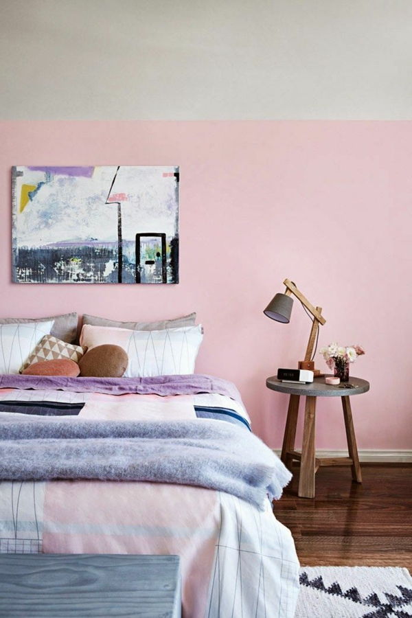 camera da letto-inspiration-idee-per-wall-in-colore rosa