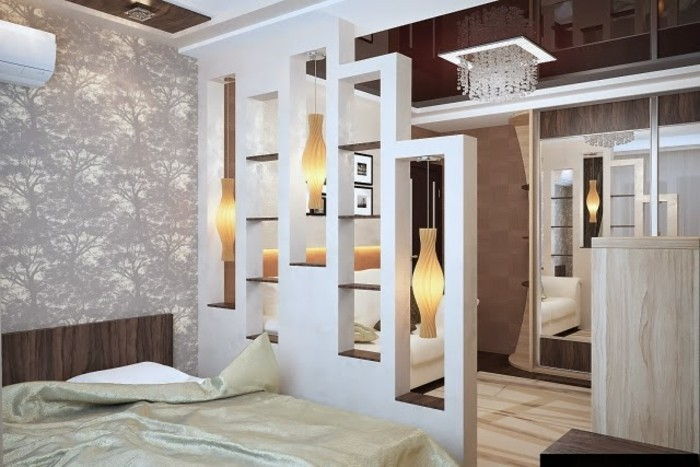 yatak odası-ayrı-raflar-as-a bölme duvar zarif-ayırma losung-küçük-daire-avize-in-kristal ahşap mobilya-Duvar Çıkartması