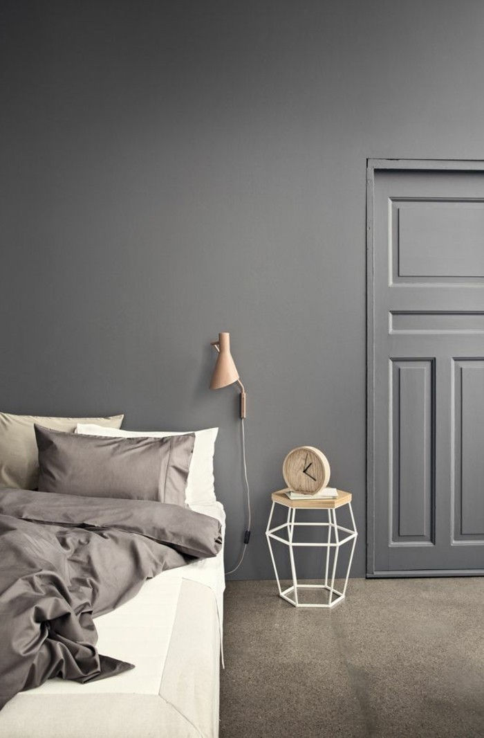 spalnica stenske-design-sobno-poudarjajo-ideje-sivi barvi stene