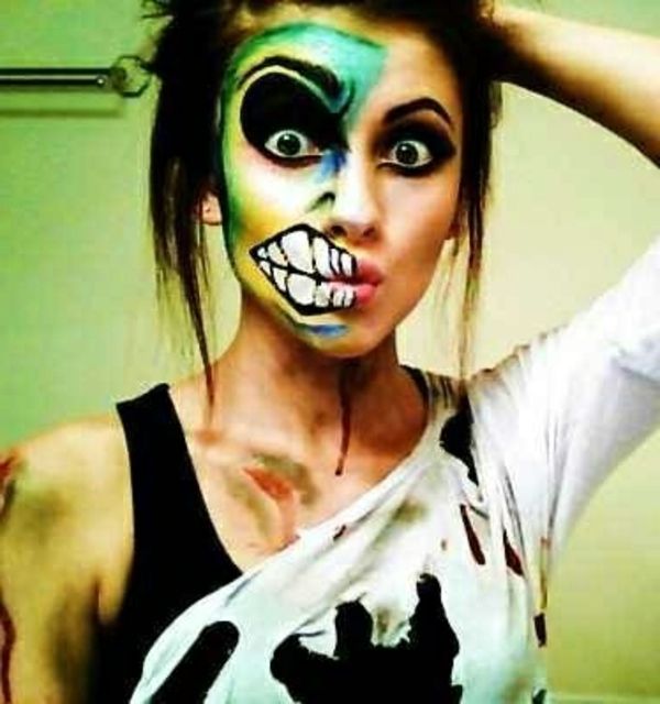 make-up-halloween-girl-zombie-zaujímavý nápad