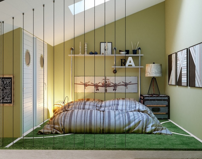 Gençler için yataklar - Japon tarzı bir oda - tel ile oda bölücü