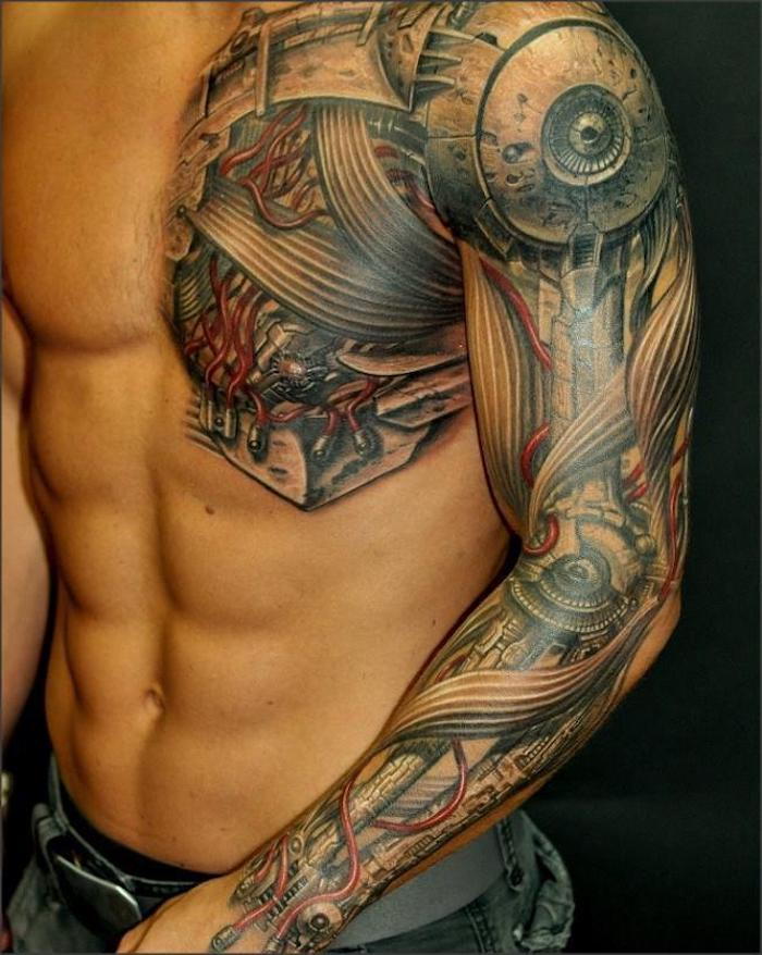 homens de motivos de tatuagem, tatuagem com peças de máquina