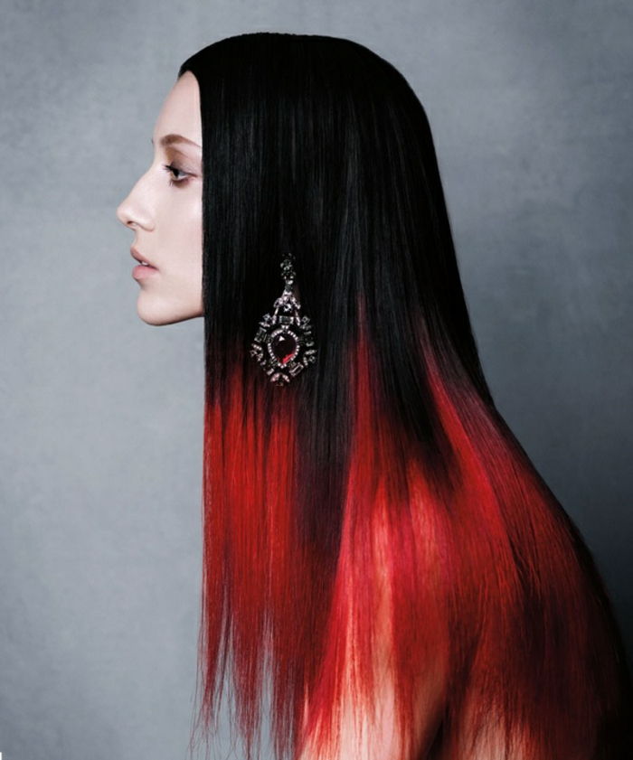 zwart-rood-haar-long hair-Chic