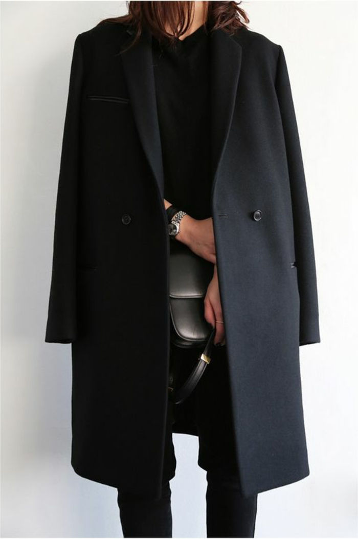črna outfit elegantna oblika plašč Ženski črn
