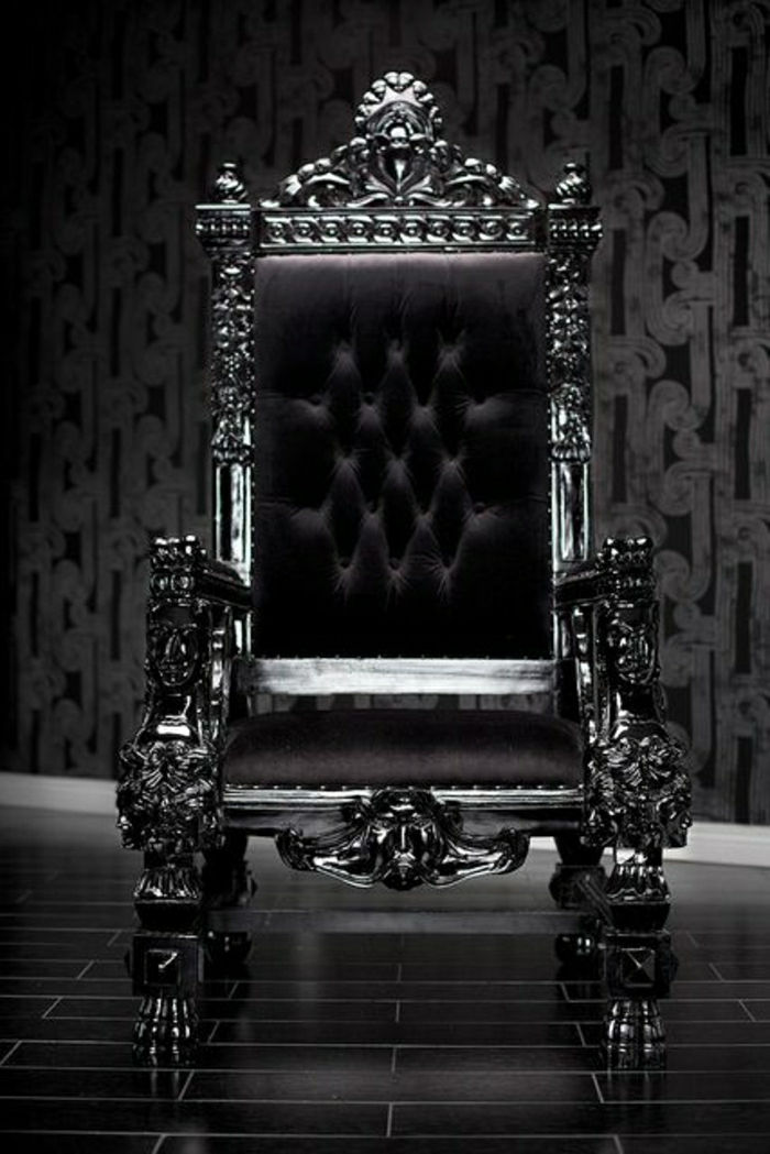-Black-trono barroco de veludo estilo elegante