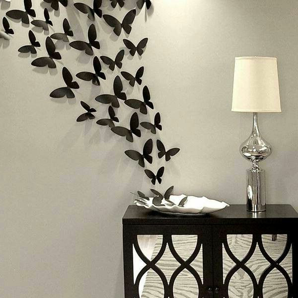 negru-fluture-cool-perete de design