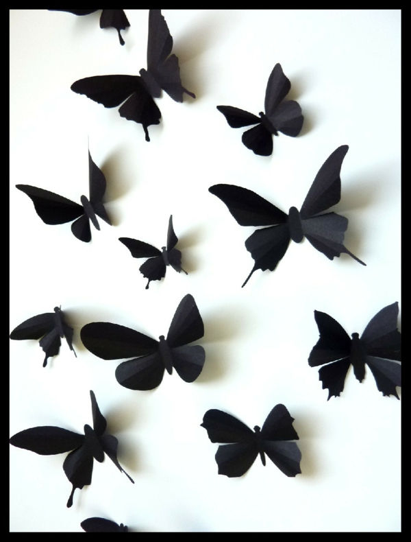 negru-fluture-modern-deco de perete pentru
