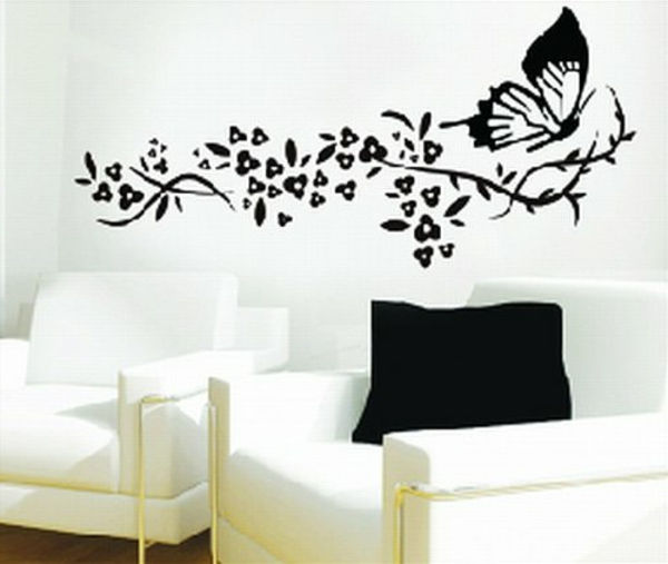 negru-fluture-modern perete