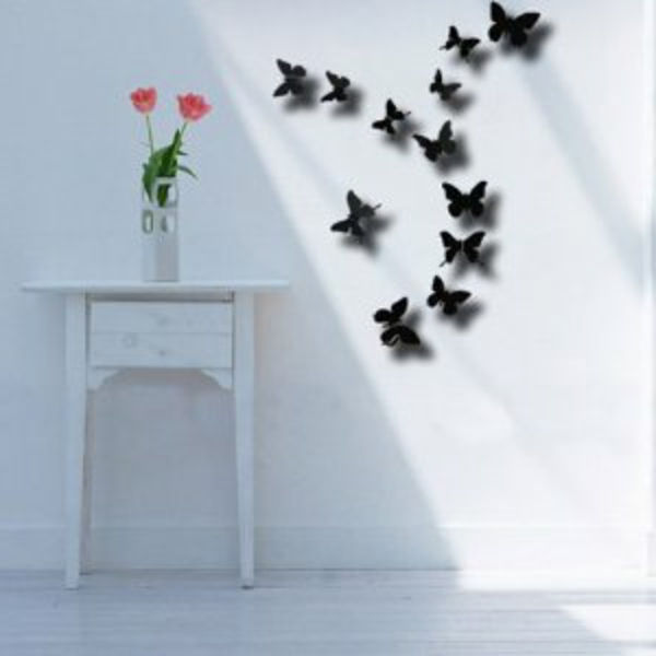 negru-fluture-modern perete de design