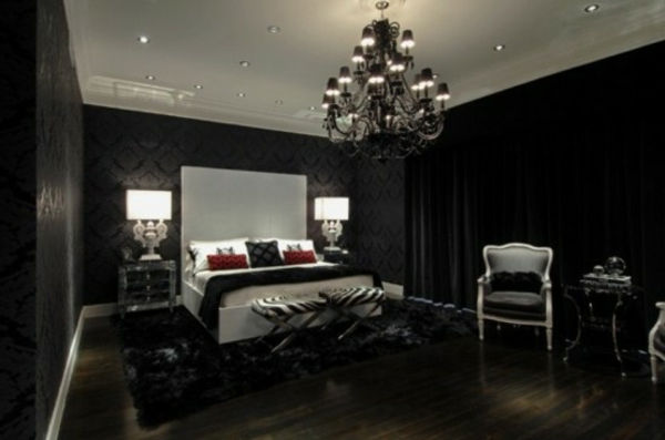 svart modern gotisk sovrum