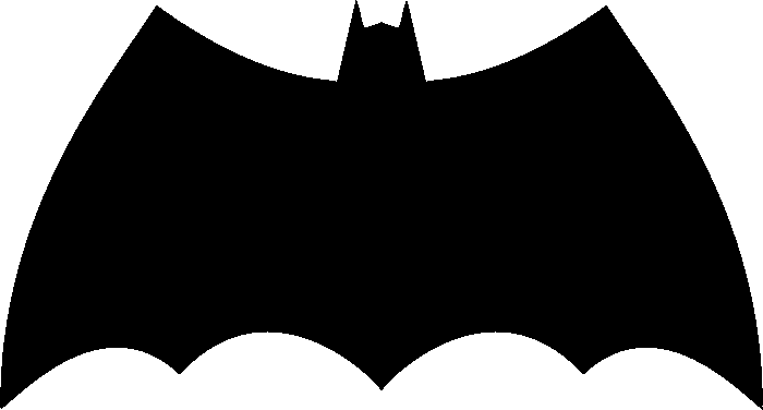 logo-ul pentru batman care arată ca o liliecă neagră cu aripi negre