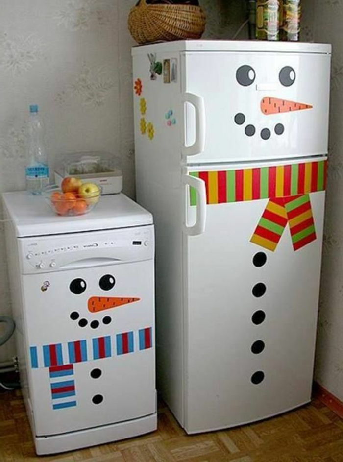 sam-Tinker-zimsko okrasitev hladilniki in pomivalni stroj-snežaki, izvirna kreativne ideje