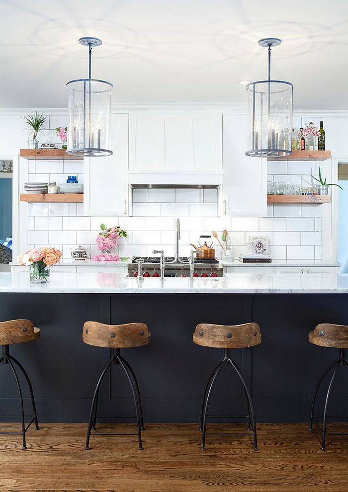 shaby chic mobiliário, cozinha, fezes, contraste