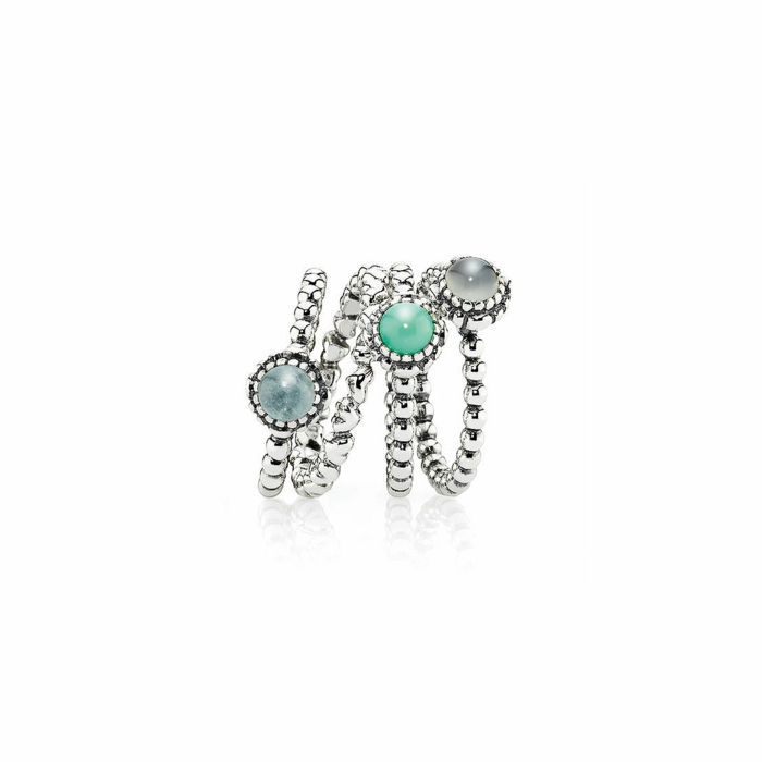 srebrni prstani Pandora nakit birthstone-zeleno-sivi odtenki