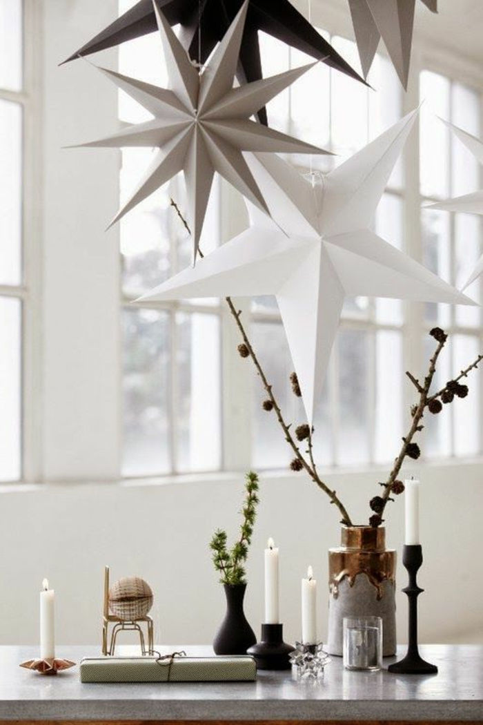 Skandinavsko oblikovanje notranjosti Winter dekorativni zvezda iz papirja, mehki odtenki