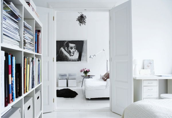 Skandinavski-stanovanje-set belo oblačilo