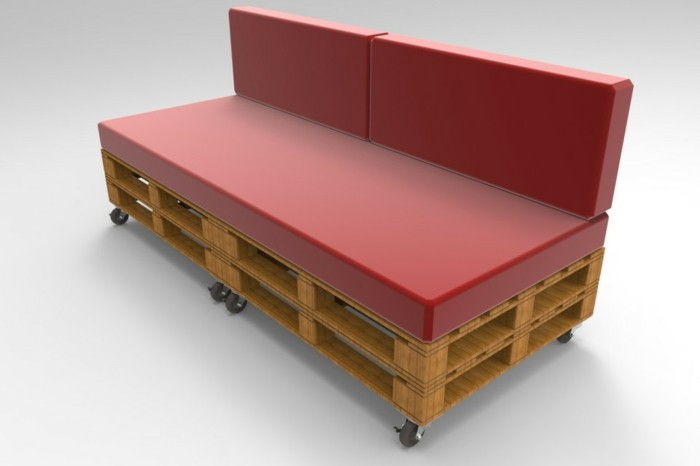 sofa-van-euro pallets-red-color-white-background
