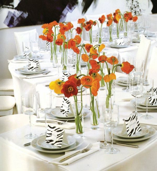 table-flori-portocaliu-roșu în rânduri Ochelari