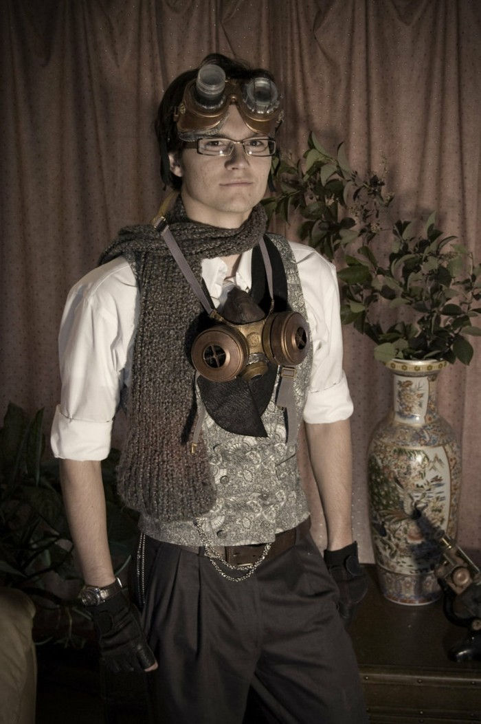 steampunk kleding sjaal-vest-bril