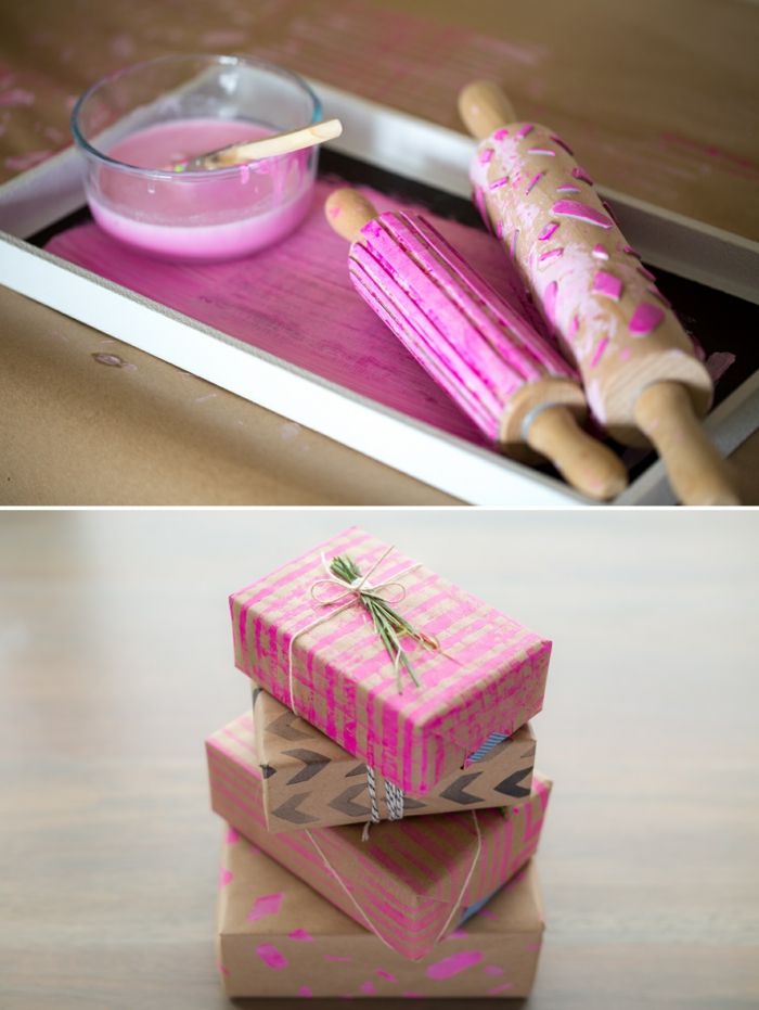 ștampila de rulouri tinker, culoare roz, castron, decorare cadou wrap