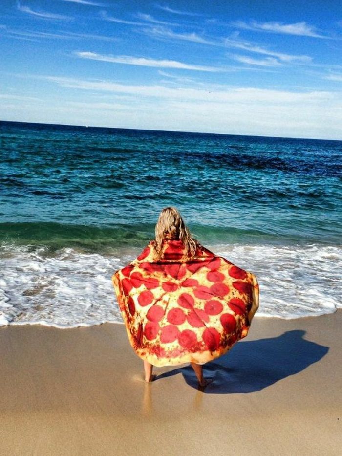 süper serin Bez yaratıcı bir fikir Pizza Desen Denizi plajı