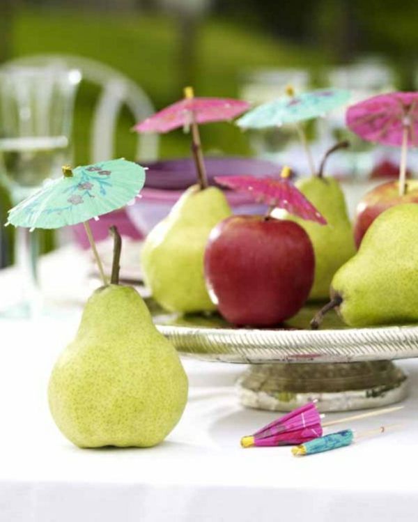 Super nápadité nápady stolových dekorácií pre letné hrušky a jablká
