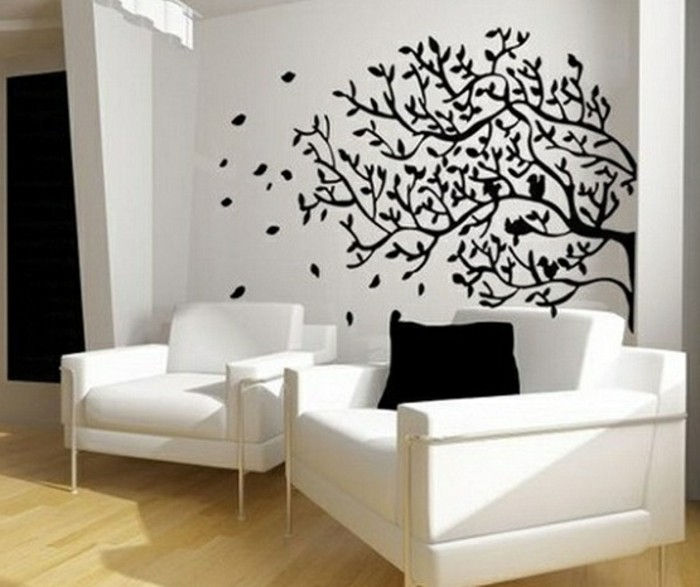 super-ustvarjalno-dnevna steno dizajn-belo-fotelj-lepa-sobno