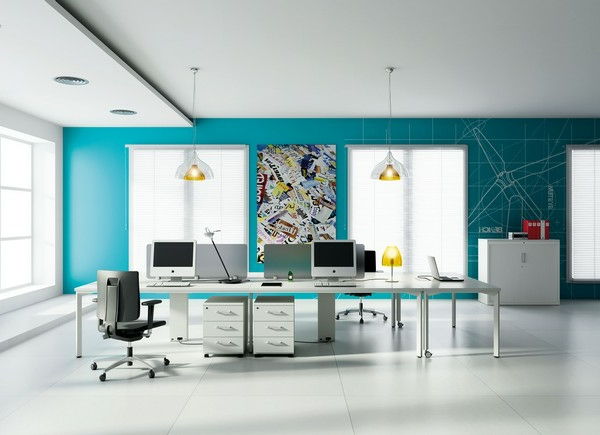turkis vegg farge-in-office-hvitt-og-grønn blå-år koselig