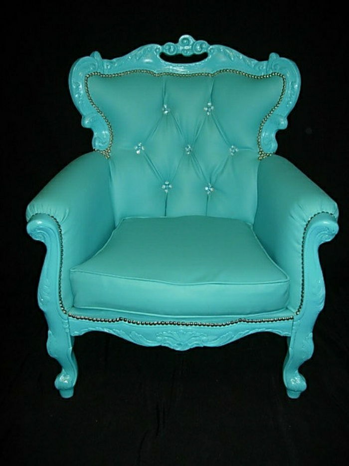 turquesa verde-barroco Cadeira de couro elegante requintadamente