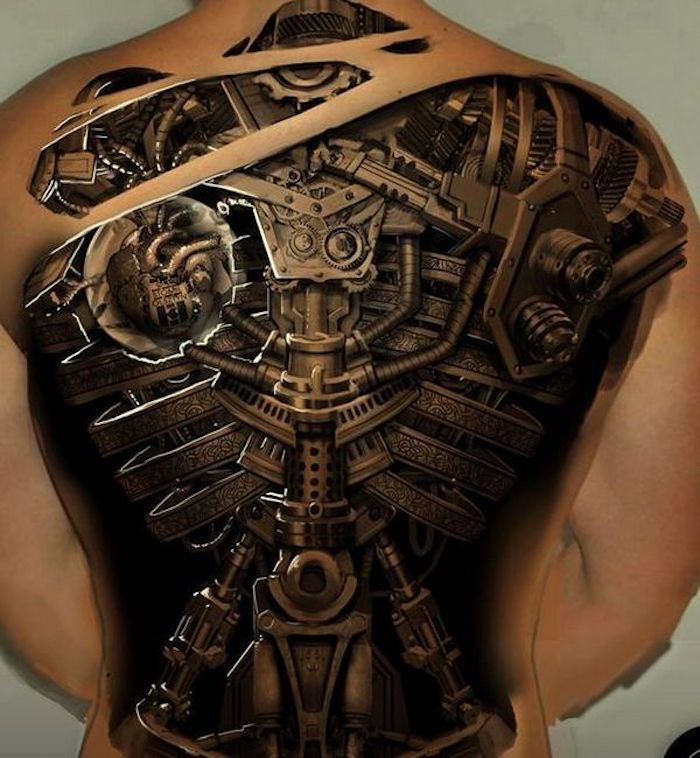 tatuaje motive bărbați, tatuaj întregul spate, tatuaj biomecanic