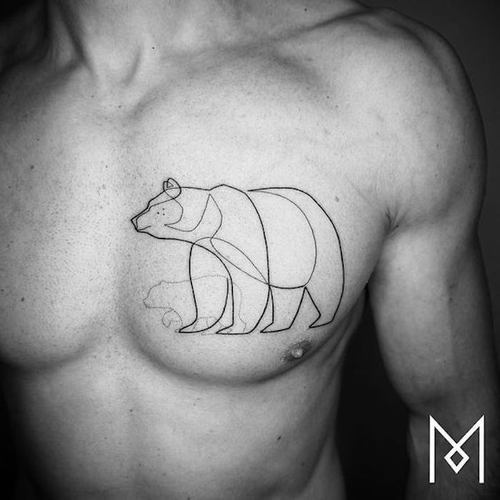 tatuagem simples com um grande e um pequeno urso, tatuagem de silhueta