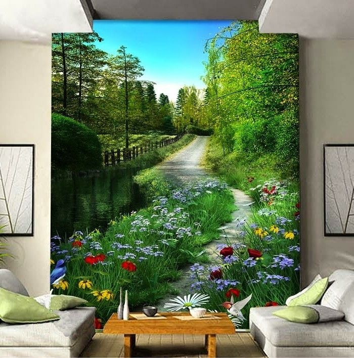stor-design-foto tapet-skogen-i-modern-living room